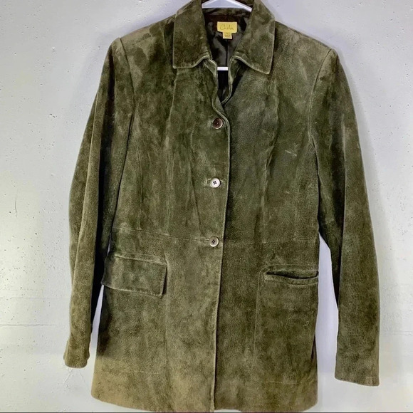 Caslon | Jackets & Coats | Caslon Womens Green Leather Jacket S Final ...